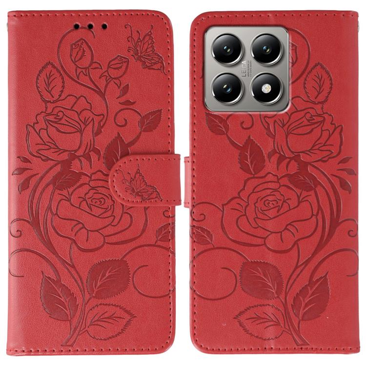Rose Butterfly Embossed Leather Phone Case, For Redmi 15C 5G / 4G EU 173mm, For Redmi 15 5G Global / 15 4G SEA, For Redmi 15 5G / 4G EU 171mm, For Redmi 15C 5G / 4G Global 171mm, For Redmi Turbo 4 Pro 5G / Poco F7, For Xiaomi Poco F7 Ultra / Redmi K80 ...