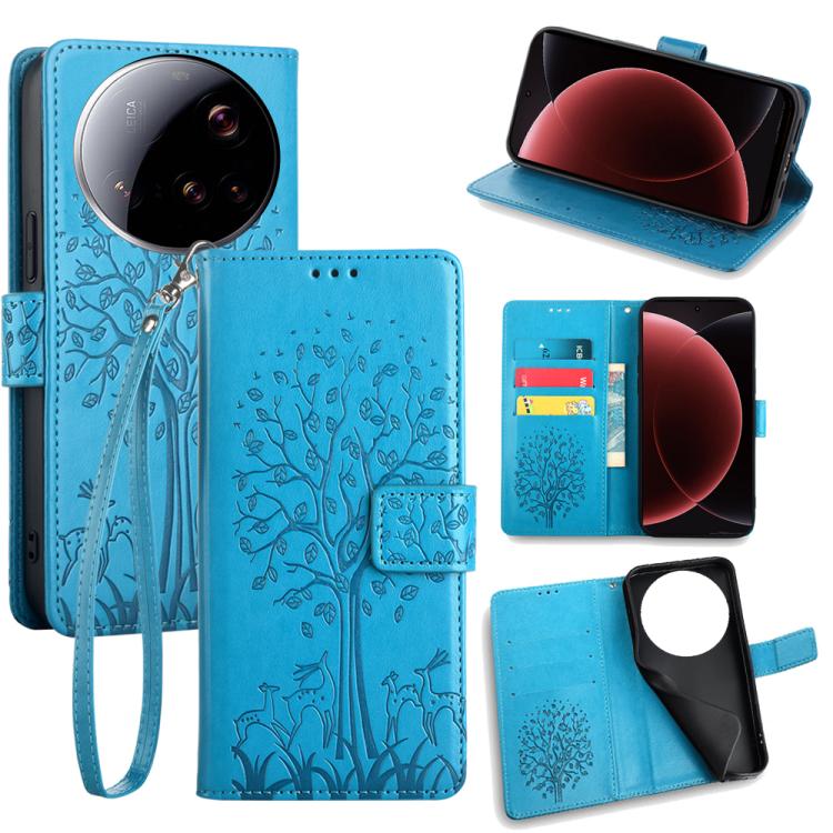 Tree & Deer Embossed Leather Phone Case, For Xiaomi 17 Ultra, For Xiaomi 17 Pro Max, For Xiaomi 17 Pro, For Xiaomi 17, For Xiaomi 15 Ultra