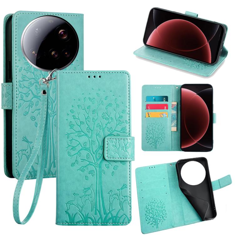 Tree & Deer Embossed Leather Phone Case, For Xiaomi 17 Ultra, For Xiaomi 17 Pro Max, For Xiaomi 17 Pro, For Xiaomi 17, For Xiaomi 15 Ultra