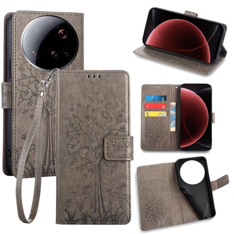 Tree & Deer Embossed Leather Phone Case, For Xiaomi 17 Ultra, For Xiaomi 17 Pro Max, For Xiaomi 17 Pro, For Xiaomi 17, For Xiaomi 15 Ultra