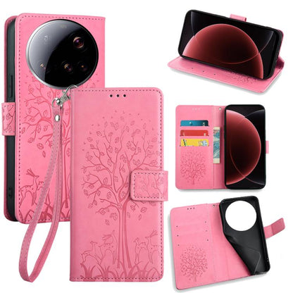 Tree & Deer Embossed Leather Phone Case, For Xiaomi 17 Ultra, For Xiaomi 17 Pro Max, For Xiaomi 17 Pro, For Xiaomi 17, For Xiaomi 15 Ultra