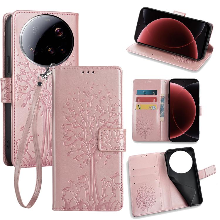 Tree & Deer Embossed Leather Phone Case, For Xiaomi 17 Ultra, For Xiaomi 17 Pro Max, For Xiaomi 17 Pro, For Xiaomi 17, For Xiaomi 15 Ultra