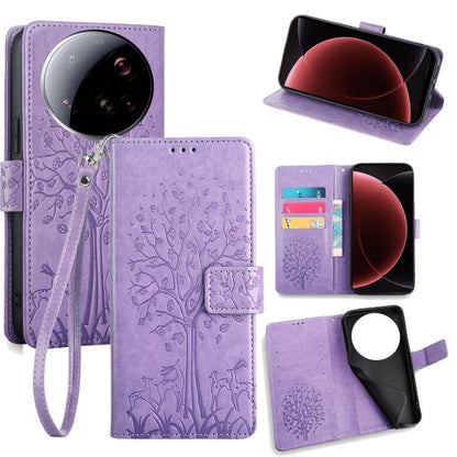 Tree & Deer Embossed Leather Phone Case, For Xiaomi 17 Ultra, For Xiaomi 17 Pro Max, For Xiaomi 17 Pro, For Xiaomi 17, For Xiaomi 15 Ultra