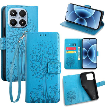 Tree & Deer Embossed Leather Phone Case, For Xiaomi 17 Ultra, For Xiaomi 17 Pro Max, For Xiaomi 17 Pro, For Xiaomi 17, For Xiaomi 15 Ultra