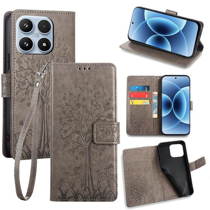 Tree & Deer Embossed Leather Phone Case, For Xiaomi 17 Ultra, For Xiaomi 17 Pro Max, For Xiaomi 17 Pro, For Xiaomi 17, For Xiaomi 15 Ultra