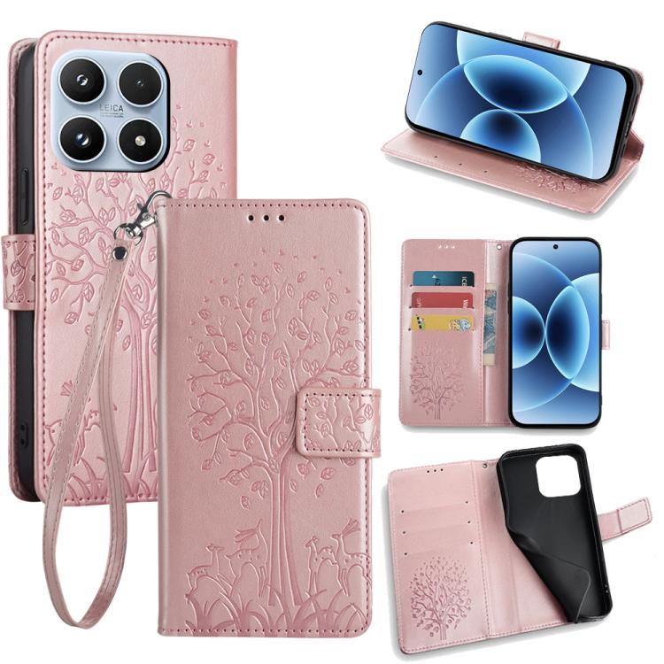 Tree & Deer Embossed Leather Phone Case, For Xiaomi 17 Ultra, For Xiaomi 17 Pro Max, For Xiaomi 17 Pro, For Xiaomi 17, For Xiaomi 15 Ultra
