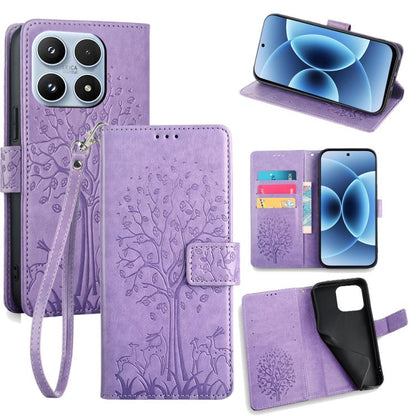 Tree & Deer Embossed Leather Phone Case, For Xiaomi 17 Ultra, For Xiaomi 17 Pro Max, For Xiaomi 17 Pro, For Xiaomi 17, For Xiaomi 15 Ultra