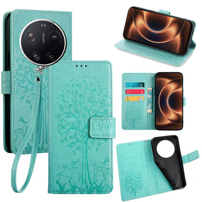 Tree & Deer Embossed Leather Phone Case, For Xiaomi 17 Ultra, For Xiaomi 17 Pro Max, For Xiaomi 17 Pro, For Xiaomi 17, For Xiaomi 15 Ultra