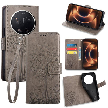 Tree & Deer Embossed Leather Phone Case, For Xiaomi 17 Ultra, For Xiaomi 17 Pro Max, For Xiaomi 17 Pro, For Xiaomi 17, For Xiaomi 15 Ultra