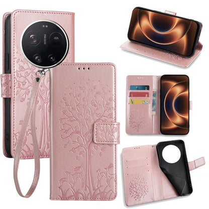 Tree & Deer Embossed Leather Phone Case, For Xiaomi 17 Ultra, For Xiaomi 17 Pro Max, For Xiaomi 17 Pro, For Xiaomi 17, For Xiaomi 15 Ultra