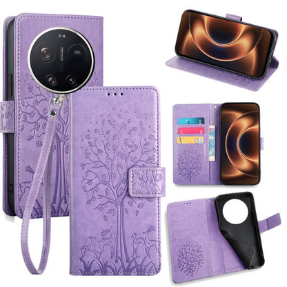 Tree & Deer Embossed Leather Phone Case, For Xiaomi 17 Ultra, For Xiaomi 17 Pro Max, For Xiaomi 17 Pro, For Xiaomi 17, For Xiaomi 15 Ultra