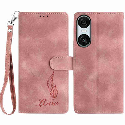 Skin Feel Embossed Feather Leather Phone Case, For Sony Xperia 10 VII, For Sony Xperia 10 VI