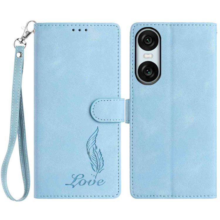 Skin Feel Embossed Feather Leather Phone Case, For Sony Xperia 10 VII, For Sony Xperia 10 VI