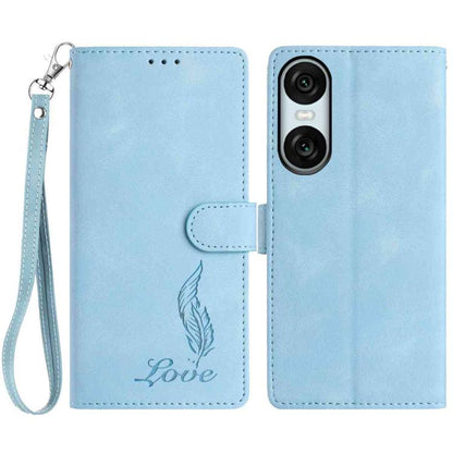 Skin Feel Embossed Feather Leather Phone Case, For Sony Xperia 10 VII, For Sony Xperia 10 VI