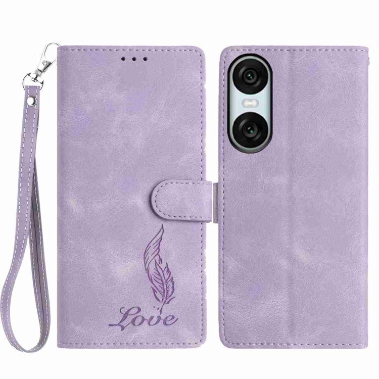 Skin Feel Embossed Feather Leather Phone Case, For Sony Xperia 10 VII, For Sony Xperia 10 VI