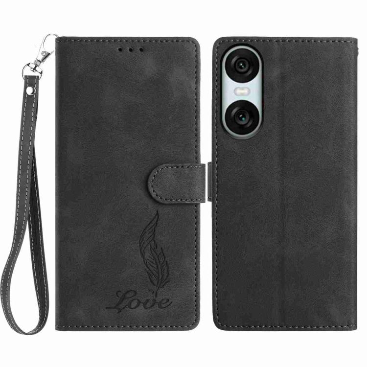 Skin Feel Embossed Feather Leather Phone Case, For Sony Xperia 10 VII, For Sony Xperia 10 VI