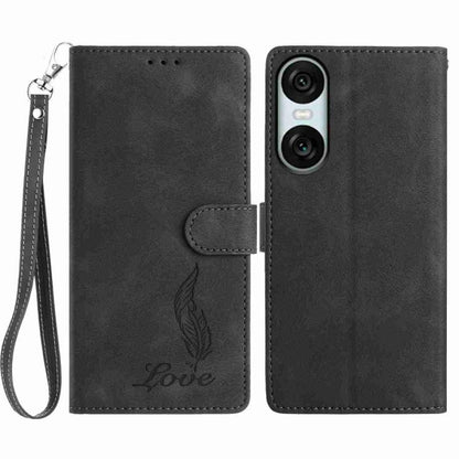 Skin Feel Embossed Feather Leather Phone Case, For Sony Xperia 10 VII, For Sony Xperia 10 VI