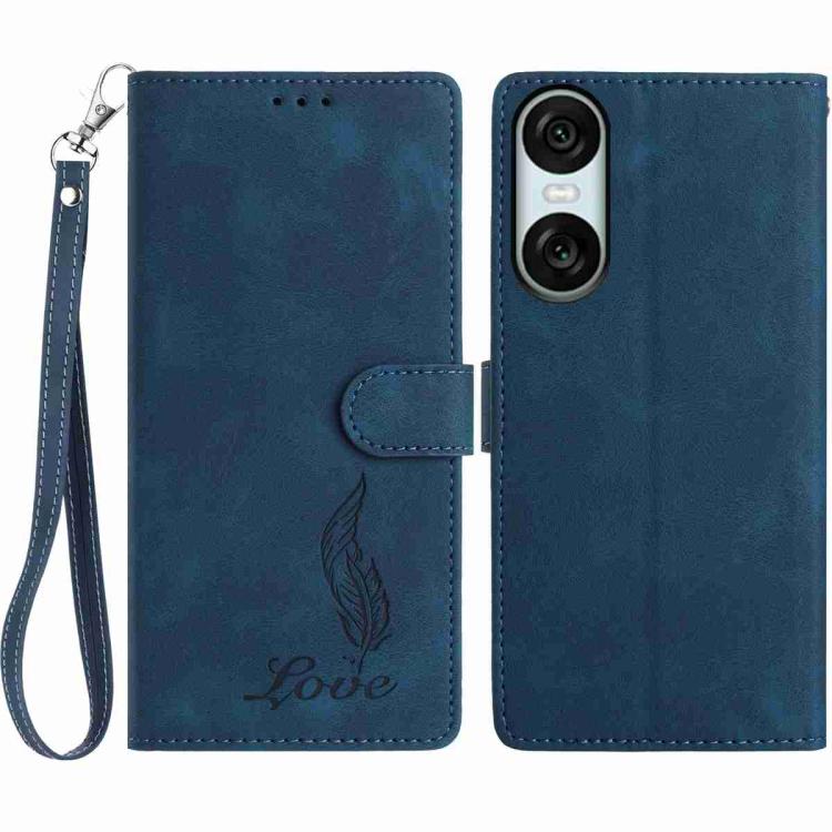 Skin Feel Embossed Feather Leather Phone Case, For Sony Xperia 10 VII, For Sony Xperia 10 VI