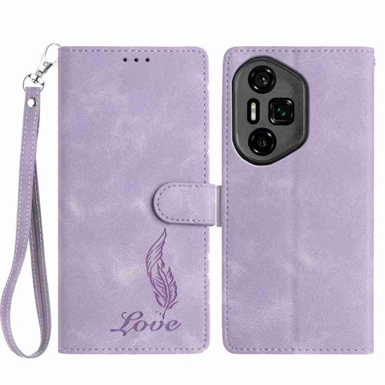 Skin Feel Embossed Feather Leather Phone Case, For Honor 300, For Honor X9c, For Honor 200