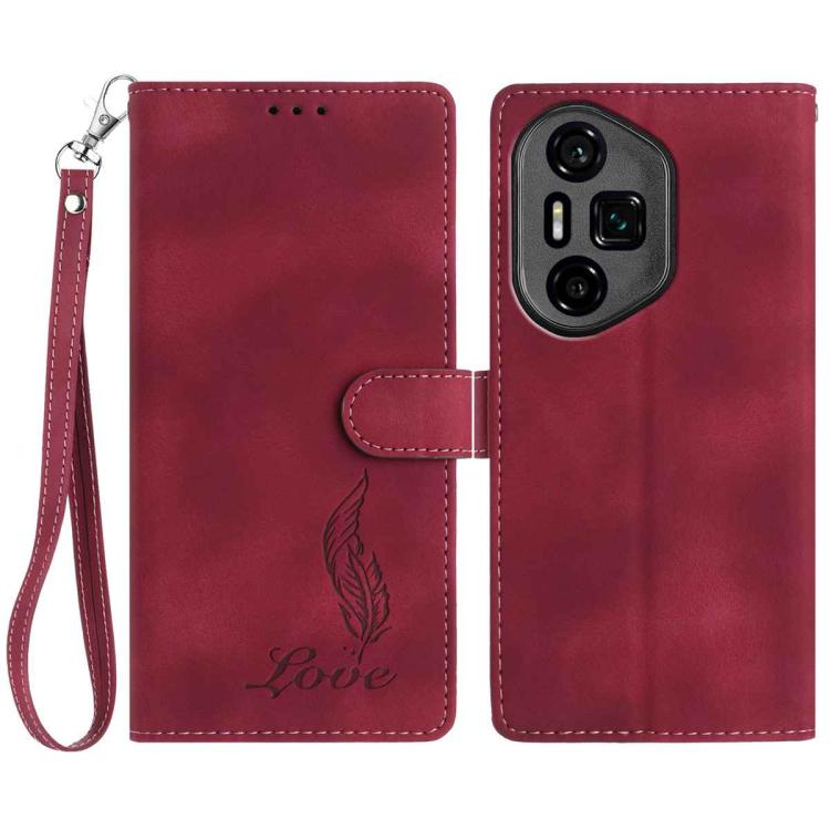 Skin Feel Embossed Feather Leather Phone Case, For Honor 300, For Honor X9c, For Honor 200