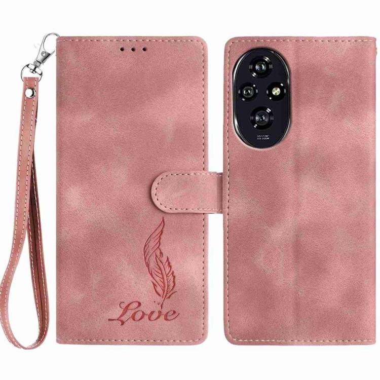 Skin Feel Embossed Feather Leather Phone Case, For Honor 300, For Honor X9c, For Honor 200