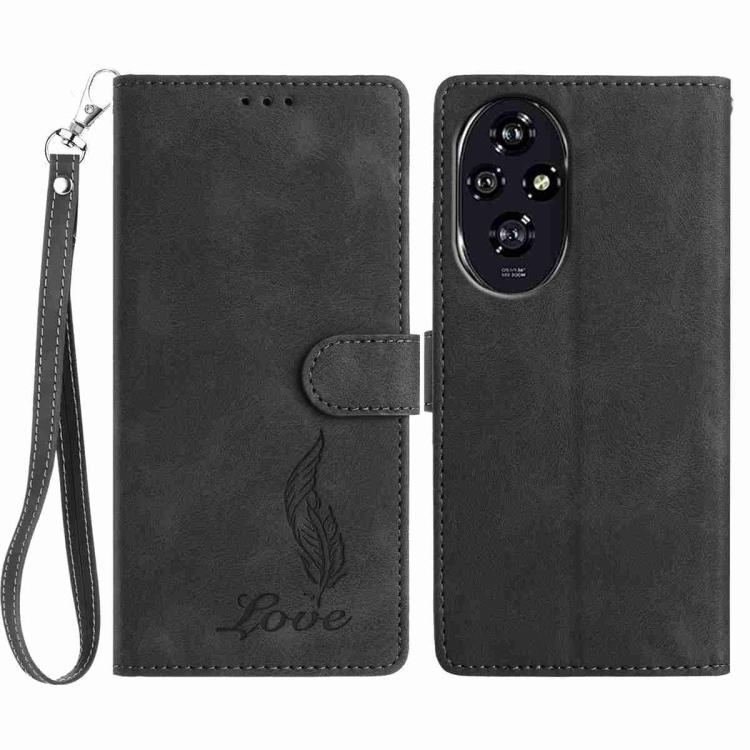 Skin Feel Embossed Feather Leather Phone Case, For Honor 300, For Honor X9c, For Honor 200