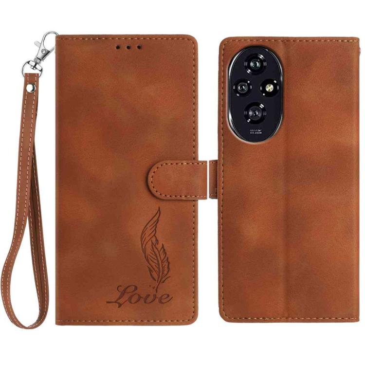 Skin Feel Embossed Feather Leather Phone Case, For Honor 300, For Honor X9c, For Honor 200