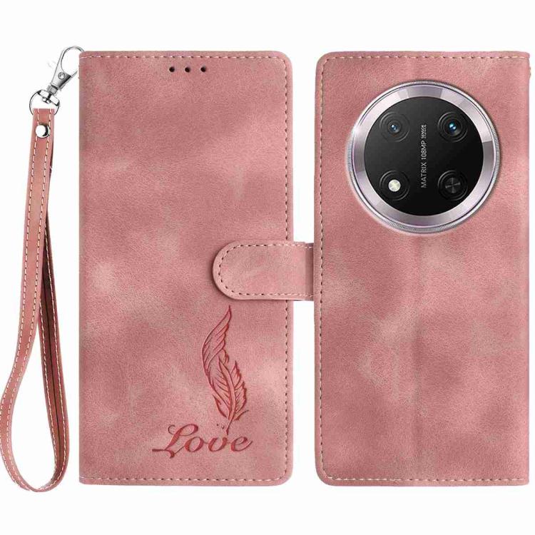 Skin Feel Embossed Feather Leather Phone Case, For Honor 300, For Honor X9c, For Honor 200