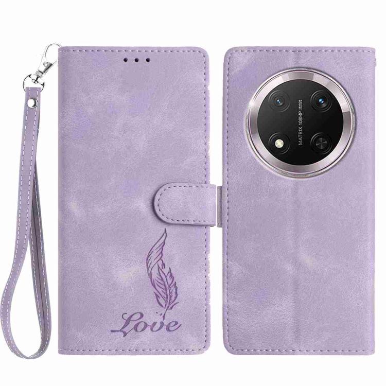 Skin Feel Embossed Feather Leather Phone Case, For Honor 300, For Honor X9c, For Honor 200