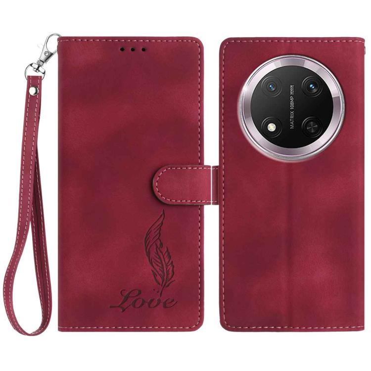 Skin Feel Embossed Feather Leather Phone Case, For Honor 300, For Honor X9c, For Honor 200