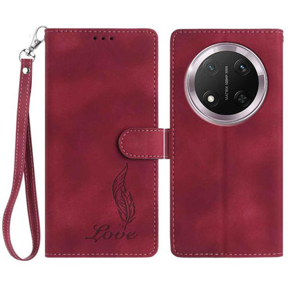Skin Feel Embossed Feather Leather Phone Case, For Honor 300, For Honor X9c, For Honor 200