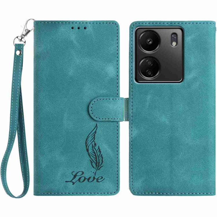 Skin Feel Embossed Feather Leather Phone Case, For Redmi 13C 4G