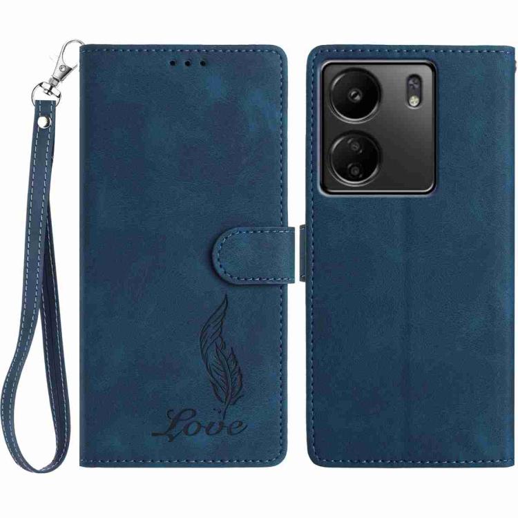 Skin Feel Embossed Feather Leather Phone Case, For Redmi 13C 4G