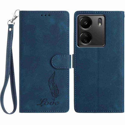 Skin Feel Embossed Feather Leather Phone Case, For Redmi 13C 4G