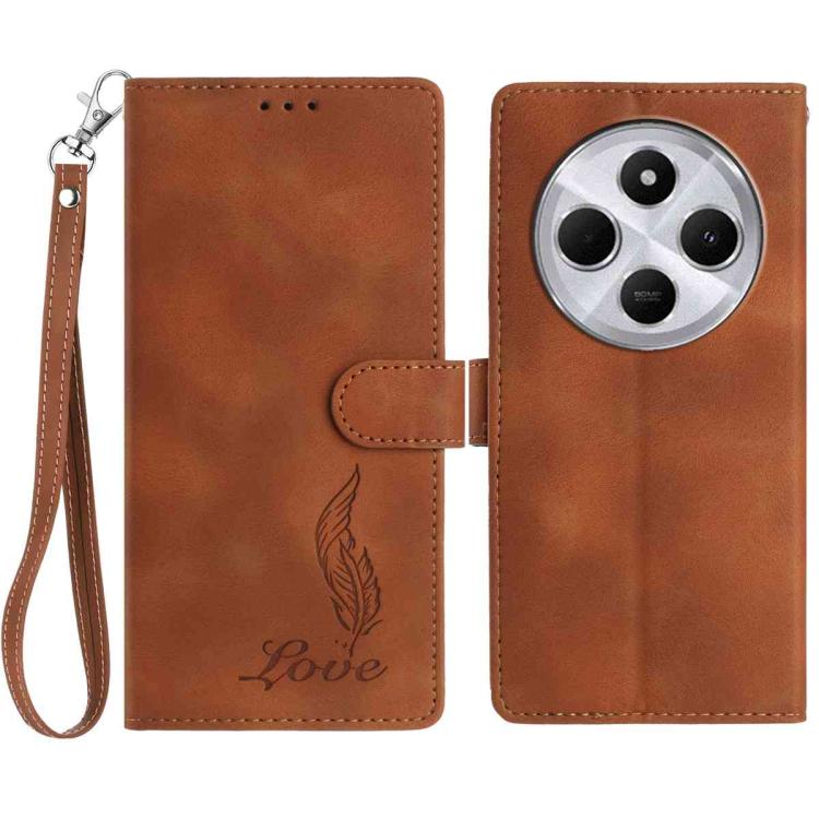 Skin Feel Embossed Feather Leather Phone Case, For Redmi 17C 5G, For Redmi K90, For Redmi K90 Pro Max, For Redmi 15C 5G / 4G EU 173mm, For Redmi 15 5G / 4G EU 171mm, For Redmi 15C 5G / 4G Global 171mm, For Redmi A5 4G 173.3mm                           ...