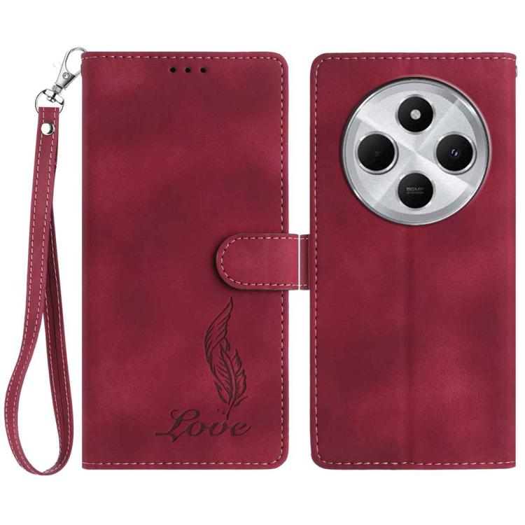Skin Feel Embossed Feather Leather Phone Case, For Redmi 17C 5G, For Redmi K90, For Redmi K90 Pro Max, For Redmi 15C 5G / 4G EU 173mm, For Redmi 15 5G / 4G EU 171mm, For Redmi 15C 5G / 4G Global 171mm, For Redmi A5 4G 173.3mm                           ...