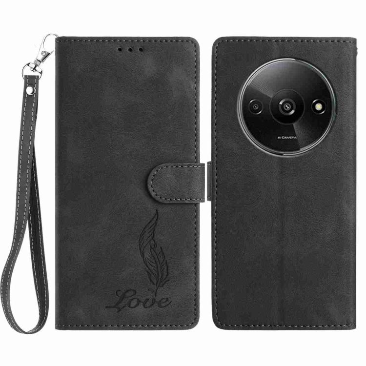 Skin Feel Embossed Feather Leather Phone Case, For Redmi 17C 5G, For Redmi K90, For Redmi K90 Pro Max, For Redmi 15C 5G / 4G EU 173mm, For Redmi 15 5G / 4G EU 171mm, For Redmi 15C 5G / 4G Global 171mm, For Redmi A5 4G 173.3mm                           ...