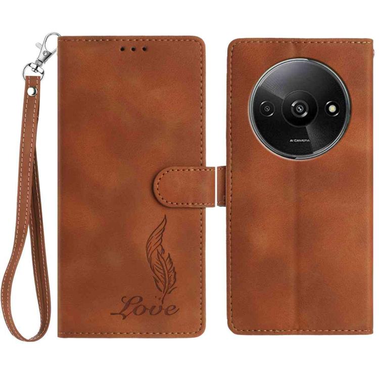 Skin Feel Embossed Feather Leather Phone Case, For Redmi 17C 5G, For Redmi K90, For Redmi K90 Pro Max, For Redmi 15C 5G / 4G EU 173mm, For Redmi 15 5G / 4G EU 171mm, For Redmi 15C 5G / 4G Global 171mm, For Redmi A5 4G 173.3mm                           ...