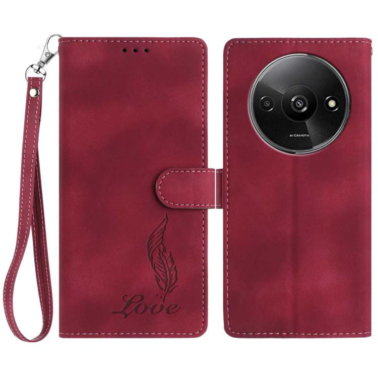 Skin Feel Embossed Feather Leather Phone Case, For Redmi 17C 5G, For Redmi K90, For Redmi K90 Pro Max, For Redmi 15C 5G / 4G EU 173mm, For Redmi 15 5G / 4G EU 171mm, For Redmi 15C 5G / 4G Global 171mm, For Redmi A5 4G 173.3mm                           ...