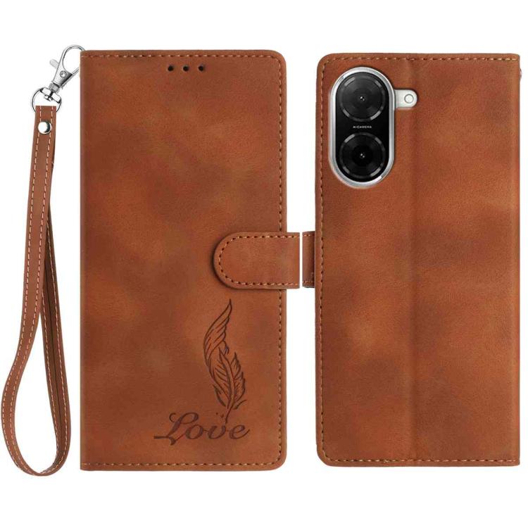 Skin Feel Embossed Feather Leather Phone Case, For Redmi 17C 5G, For Redmi K90, For Redmi K90 Pro Max, For Redmi 15C 5G / 4G EU 173mm, For Redmi 15 5G / 4G EU 171mm, For Redmi 15C 5G / 4G Global 171mm, For Redmi A5 4G 173.3mm                           ...