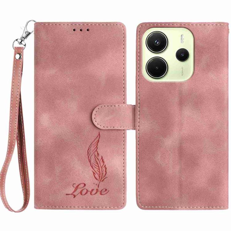Skin Feel Embossed Feather Leather Phone Case, For Redmi 17C 5G, For Redmi K90, For Redmi K90 Pro Max, For Redmi 15C 5G / 4G EU 173mm, For Redmi 15 5G / 4G EU 171mm, For Redmi 15C 5G / 4G Global 171mm, For Redmi A5 4G 173.3mm                           ...