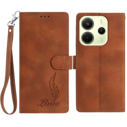 Skin Feel Embossed Feather Leather Phone Case, For Redmi 17C 5G, For Redmi K90, For Redmi K90 Pro Max, For Redmi 15C 5G / 4G EU 173mm, For Redmi 15 5G / 4G EU 171mm, For Redmi 15C 5G / 4G Global 171mm, For Redmi A5 4G 173.3mm                           ...
