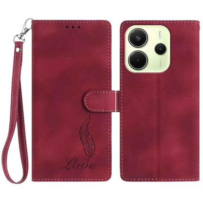 Skin Feel Embossed Feather Leather Phone Case, For Redmi 17C 5G, For Redmi K90, For Redmi K90 Pro Max, For Redmi 15C 5G / 4G EU 173mm, For Redmi 15 5G / 4G EU 171mm, For Redmi 15C 5G / 4G Global 171mm, For Redmi A5 4G 173.3mm                           ...