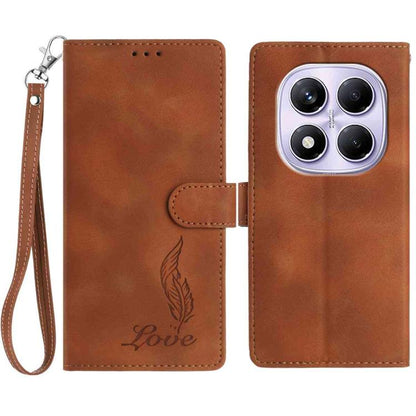 Skin Feel Embossed Feather Leather Phone Case, For Redmi 17C 5G, For Redmi K90, For Redmi K90 Pro Max, For Redmi 15C 5G / 4G EU 173mm, For Redmi 15 5G / 4G EU 171mm, For Redmi 15C 5G / 4G Global 171mm, For Redmi A5 4G 173.3mm                           ...
