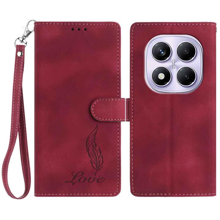 Skin Feel Embossed Feather Leather Phone Case, For Redmi 17C 5G, For Redmi K90, For Redmi K90 Pro Max, For Redmi 15C 5G / 4G EU 173mm, For Redmi 15 5G / 4G EU 171mm, For Redmi 15C 5G / 4G Global 171mm, For Redmi A5 4G 173.3mm                           ...
