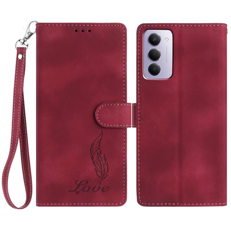 Skin Feel Embossed Feather Leather Phone Case, For Redmi 17C 5G, For Redmi K90, For Redmi K90 Pro Max, For Redmi 15C 5G / 4G EU 173mm, For Redmi 15 5G / 4G EU 171mm, For Redmi 15C 5G / 4G Global 171mm, For Redmi A5 4G 173.3mm                           ...