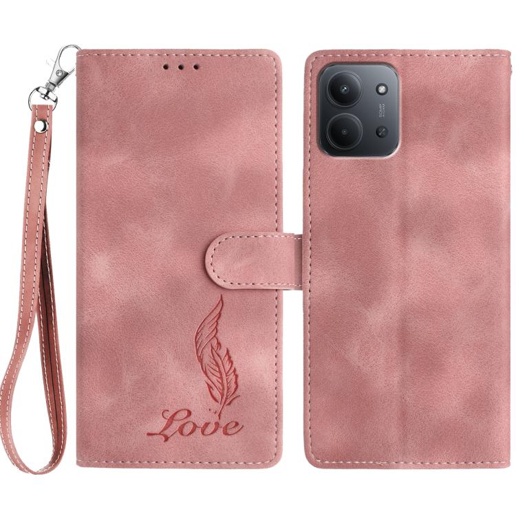 Skin Feel Embossed Feather Leather Phone Case, For Redmi 17C 5G, For Redmi K90, For Redmi K90 Pro Max, For Redmi 15C 5G / 4G EU 173mm, For Redmi 15 5G / 4G EU 171mm, For Redmi 15C 5G / 4G Global 171mm, For Redmi A5 4G 173.3mm                           ...