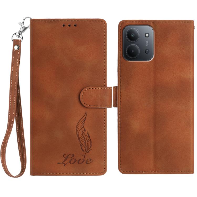 Skin Feel Embossed Feather Leather Phone Case, For Redmi 17C 5G, For Redmi K90, For Redmi K90 Pro Max, For Redmi 15C 5G / 4G EU 173mm, For Redmi 15 5G / 4G EU 171mm, For Redmi 15C 5G / 4G Global 171mm, For Redmi A5 4G 173.3mm                           ...
