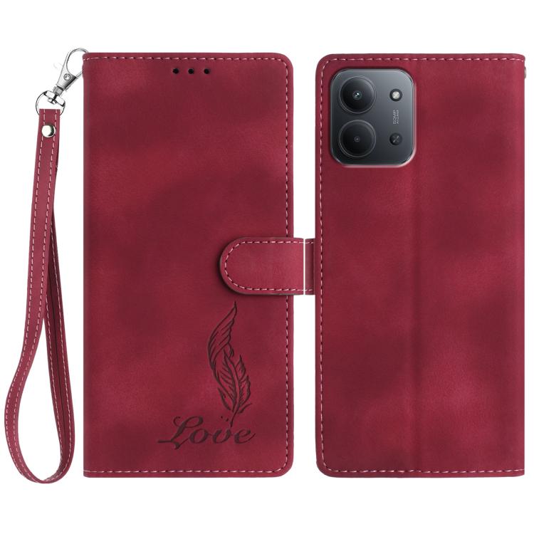 Skin Feel Embossed Feather Leather Phone Case, For Redmi 17C 5G, For Redmi K90, For Redmi K90 Pro Max, For Redmi 15C 5G / 4G EU 173mm, For Redmi 15 5G / 4G EU 171mm, For Redmi 15C 5G / 4G Global 171mm, For Redmi A5 4G 173.3mm                           ...