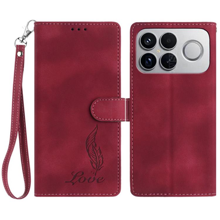 Skin Feel Embossed Feather Leather Phone Case, For Redmi 17C 5G, For Redmi K90, For Redmi K90 Pro Max, For Redmi 15C 5G / 4G EU 173mm, For Redmi 15 5G / 4G EU 171mm, For Redmi 15C 5G / 4G Global 171mm, For Redmi A5 4G 173.3mm                           ...